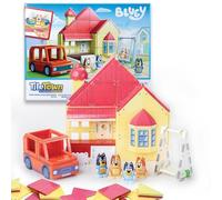 TILE TOWN Bluey Heeler Home and 4WD Vehicle Magnetic Tiles Construction Building Playset + Family Figures, Kids 3-5+, New ACTION TILES for Action Play, Realistic Builds, STEM Creative Toy