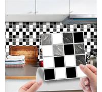 Tile Transfers Stickers 10x10cm,Mosaic Tile Stickers PVC Self-Adhesive Wall Sticker Waterproof Wallpaper Tile Decals for Kitchen Bathroom Backsplash (50pcs, MSC077)
