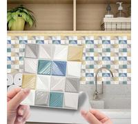 Tile Transfers Stickers 10x10cm,Mosaic Tile Stickers PVC Self-Adhesive Wall Sticker Waterproof Wallpaper Tile Decals for Kitchen Bathroom Backsplash (10pcs, MSC079)