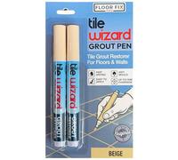 Tile Wizard Grout Pen From Floor-Fix Pro | Waterproof Grout Paint | Tile Grout Colorant and Sealer Pen - Narrow 5mm Tip (Cream/Beige, 2 Pack)