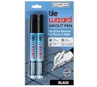 Tile Wizard Grout Pen - Tile Grout Paint Marker (Black, 2 Pack) | Waterproof acrylic grout paint, 5mm precision nib, two-pack, bathrooms, kitchens, showers