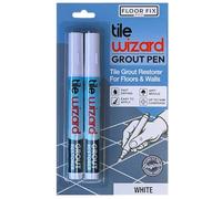 Tile Wizard Grout Pen - Tile Grout Paint Marker (White, 2 Pack) | Waterproof grout colourant and sealer with 5 mm precision nib; two pens for bathrooms, kitchens, showers and tile joints