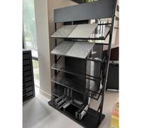 Tile/Wooden Floor Display Stand 5-Tier Metal Ceramic Tile Display Rack, Floor Porcelain Display Stand For Retail Shop Exhibition Halls, Ceramic Sample Display Holder,Black,67x35x150cm (26.4x13.8x59.1