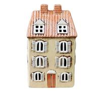 Tiled Chateau House Candle Holder 21.5cm Cream Ceramic Hand Painted Tea Light Lantern