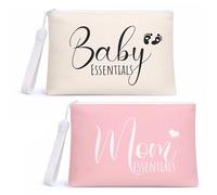 TiLegen Diaper Bag Organizer Set of 2, 10"x7" Chic Minimalist Canvas Pouches for Mom & Baby | A Warm & Stylish Gift for New Moms, Perfect for Hospital Bag & Travel Essentials, Two Color, 10"x7