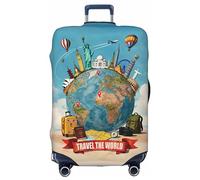 TiLegen Luggage Cover, Travel Suitcase Covers, Elastic Suitcase Protective Cover, Scratchproof Luggage Protector, Washable Dustproof Trolley Case Protector Fit 22-28 Inch, travel the world, L（25
