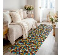 Tiles Runner Rug, Modern Contemporary Squares Colors N/a Multicolor Non-Slip Home Indoor Pattern Carpets Non Shedding for Kitchen Entryway Bedside Laundry Decor 2x8 Ft