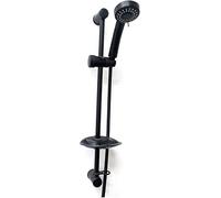 TILES & TAPS LTD® Shower Riser Rail Kit Adjustable 60cm Shower Slide Bar with 3-Mode Handheld Shower Head 1.5m Stainless Steel Hose Soap Dish & Shower Head Holder Matt Black