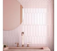Tiles360 Delilah Pink Pointed Arrow Tile Ceramic Wall Tiles Gloss Pack Of 44 (0.5M2), (L)250mm (W)50mm