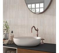 Tiles360 Raphael White Fluted Kit Kat Ceramic Wall Tiles, Pack Of 20, (L)300mm (W)150mm