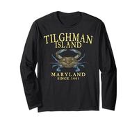 Tilghman Island Maryland Crab Town Since 1661 Yellow Letters Long Sleeve T-Shirt