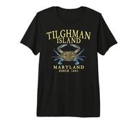 Tilghman Island Maryland Crab Town Since 1661 Yellow Letters Premium T-Shirt