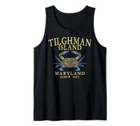Tilghman Island Maryland Crab Town Since 1661 Yellow Letters Tank Top