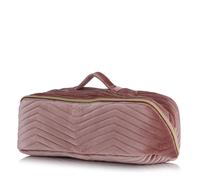 Tili Extra Large Velvet Chevron Quilted Flat Lay Bag NAVY