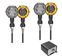 TILIEINE Spot Lights Auxiliary Fog Light Motorcycle Turn Signal LED Flowing Flash Indicator Lamp 12V 10mm Retro Dual-color Rotate Turn Signal Light Motorcycle Headlight(4 White and Relay)
