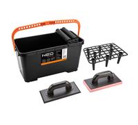 Tiling set: container with grid and rollers 24l, trowel with rubber, trowel with