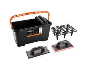Tiling set: container with grid and rollers 24l, trowel with rubber, trowel with