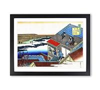 Tiling The Roof By Katsushika Hokusai Asian Japanese Framed Print | A3 Black Framed Wall Art | Ready to Hang | Asian Nature Picture | Living Room Bedroom Lounge Office
