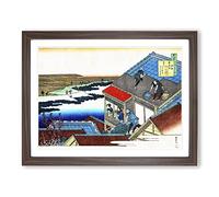 Tiling The Roof By Katsushika Hokusai Asian Japanese Framed Print | A4 Walnut Framed Wall Art | Ready to Hang | Asian Nature Picture | Living Room Bedroom Lounge Office