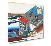 Tiling the Roof by Katsushika Hokusai Canvas Print | Gallery Wrapped 30mm Frame Wall Art | 20x20 inches | Ready to Hang | Asian Picture | Living Room Bedroom Lounge Office