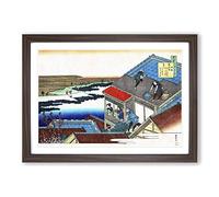 Tiling The Roof by Katsushika Hokusai Framed Print | A2 Walnut Framed Wall Art | Ready to Hang | Asian Nature Picture | Living Room Bedroom Lounge Office