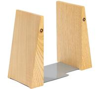 TILISMA Book Ends for Shelves - Handmade Wooden Bookends with Metal Base, Chestnut Tree - Sturdy Holders for Heavy Books - Modern Decorative Accessories