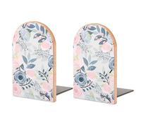 Tilivyx 1 Pair Bookends,For Home Decor,Wooden Design, Living Room, Bedroom, Office, Kitchen, Non-Skid Bookends Pink Grey Rose 12.8 * 8.0 * 2.5 cm