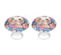 Tilivyx Door Knobs Decorative Butterfly Flowers and Cute Cat Drawer Handles Cabinet Pull Handles for Cupboard Wardrobes Bedside Table Bookcase 2 PCS
