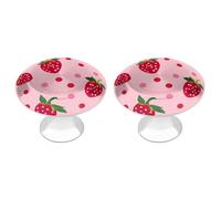 Tilivyx Door Knobs Decorative Cute Strawberry Patterns Pink Drawer Handles Cabinet Pull Handles for Cupboard Wardrobes Bedside Table Bookcase 2 PCS