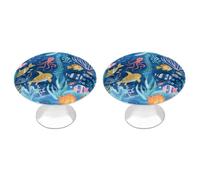 Tilivyx Door Knobs Decorative Sea Life Underwater Fish Patterns Drawer Handles Cabinet Pull Handles for Cupboard Wardrobes Bedside Table Bookcase 2 PCS