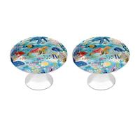 Tilivyx Door Knobs Decorative Sea Life Underwater Fish Patterns Drawer Handles Cabinet Pull Handles for Cupboard Wardrobes Bedside Table Bookcase 2 PCS