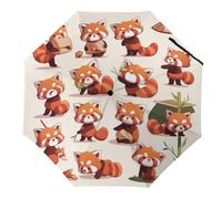Tilivyx Umbrellas Red Panda Animal Set Automatic Folding Umbrella Uv Sunscreen Umbrellas Portable Umbrella