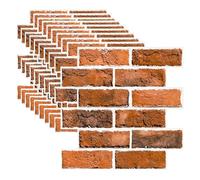 Tilizan 10 Pieces Brick Texture Wall Panels, 3D Wall Panels, PVC Panels for Walls, Red Brick Effect Wall Sticker for Living Room, Bedroom, Fireplace (Red)