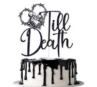 Till Death Cake Topper, Halloween Wedding Cake Decorations, Gothic Bridal Shower Decor, Bride or Die, Halloween Bachelorette Engagement Wedding Anniversary Party Decorations, Black Glitter