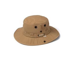 Tilley The Wanderer Hat, UPF 50+ Sun Protection, Water-Resistant, Breathable Cotton Duck, Floats on Water, Enzyme-Washed for Travel-Worn Look, Backed for Life, Dark Khaki, 7 1/8