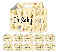 Tillfuru 24 Pcs Winnie Baby Shower party Favors Boxes, the Pooh Gift Boxes with Handle, We can Bearly wait to Meet You Treat Boxes, Foldable Paper Candy Gift Boxes, Baby Shower Decoration Supplies