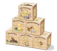 Tillfuru 6 Pcs Inspirational Winnie Nursery Decor for Girls and Boys Classic The Pooh Baby Table Wooden Decorations Winnie Baby Animals Shelf Decorations-You are Kind Brave 1.6 Inch