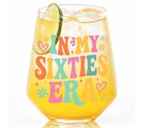 Tillfuru 60th Birthday Gifts, In My Sixty Era Wine Glass Birthday Party Decorations, 60 Years Old Gifts for Mom,Sister,Friend - 19OZ Stemless Wine Glass