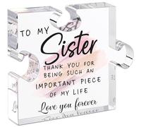 Tillskuch Cute Sister Gifts- Puzzle Shaped Acrylic Plaque with Gift Box - Sister Presents for Birthday, Thanksgiving Day, Christmas -Sister Gifts from Sister, Big Sister, Little Sister Present
