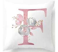 Tillskuch Pink Cushion Covers Cute Alphabet Decorative Throw Pillow Cover Square Letter Pillow Protectors for Sofa Couch Bedroom Chair Home Decor 45cm x 45cm(F)