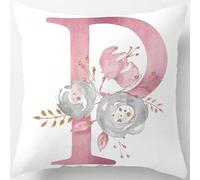 Tillskuch Pink Cushion Covers Cute Alphabet Decorative Throw Pillow Cover Square Letter Pillow Protectors for Sofa Couch Bedroom Chair Home Decor 45cm x 45cm(P)