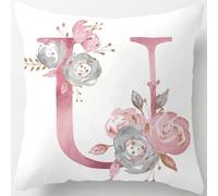 Tillskuch Pink Cushion Covers Cute Alphabet Decorative Throw Pillow Cover Square Letter Pillow Protectors for Sofa Couch Bedroom Chair Home Decor 45cm x 45cm(U)