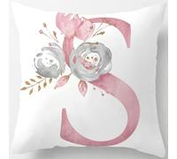 Tillskuch Pink Cushion Covers Cute Alphabet Decorative Throw Pillow Cover Square Letter Pillow Protectors for Sofa Couch Bedroom Chair Home Decor 45cm x 45cm(S)