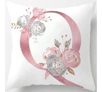 Tillskuch Pink Cushion Covers Cute Alphabet Decorative Throw Pillow Cover Square Letter Pillow Protectors for Sofa Couch Bedroom Chair Home Decor 45cm x 45cm(Q)