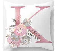 Tillskuch Pink Cushion Covers Cute Alphabet Decorative Throw Pillow Cover Square Letter Pillow Protectors for Sofa Couch Bedroom Chair Home Decor 45cm x 45cm(K)