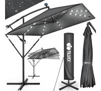 tillvex® Rectangular Aluminium Parasol Diameter 330 cm + Cover with Crank | Cantilever Parasol Aluminium Square with Stand & Wind Protection Garden Umbrella UV Protection Waterproof 360° Rotatable, Ø