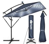 tillvex® Rectangular Parasol Diameter 330 cm + Cover, Crank and Wind | Cantilever parasol aluminium square with stand, aluminium garden umbrella, UV protection, crank umbrella, waterproof