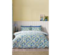 Catherine Lansfield Tilly Floral Reversible Double Duvet Cover Set with Pillowcases Blue