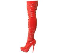 Tilly London New Womans Black Red White Pink Womans Stretch Patent Over The Knee Thigh High Heel Platform Stiletto Boots (Red, uk_footwear_size_system, adult, women, numeric, medium, numeric_4)
