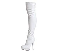 Tilly London New Womans Black Red White Pink Womans Stretch Patent Over The Knee Thigh High Heel Platform Stiletto Boots (White, uk_footwear_size_system, adult, women, numeric, medium, numeric_7)